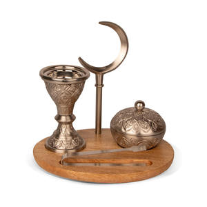 Luxury Arabic Bakhoor <b>Burner</b> Set Wooden Base Metal Incense Holder Crescent Stand Oud <b>Burner</b> Gift Decor Middle Eastern Aromatic - Product Image 1