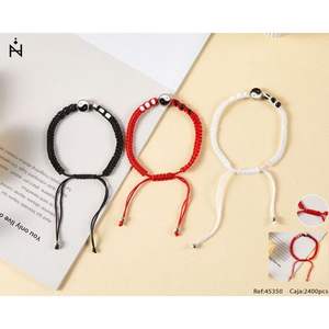 Fashion <b>String</b> <b>Bracelet</b> Circular Design Unisex Gift Jewelry Red Black White - Product Image 3