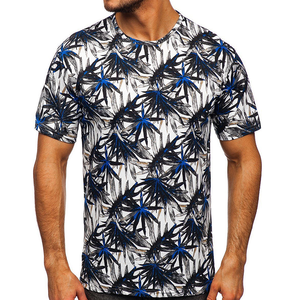 Men's Short Sleeve O-Neck T-<b>Shirt</b> Digital Print Palm Pattern <b>100</b>% <b>Polyester</b> Breathable Casual Jersey Fit Regular Length - Product Image 1
