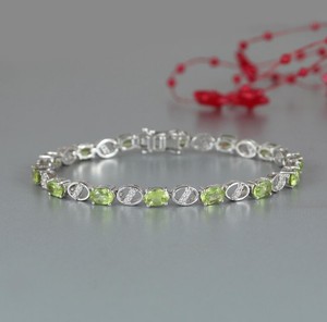 Natural Peridot Stone <b>Charm</b> Bracelet 925 Sterling Silver Green Crystal Gemstone Luxury Handmade Fine Jewelry Gift for Party - Product Image 3