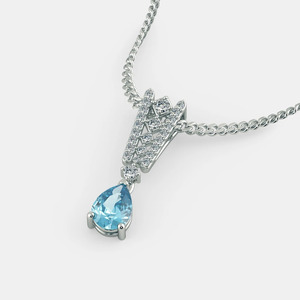White Gold <b>Blue</b> Topaz Geometric Lab Grown Diamond Pendant <b>Necklace</b> - Product Image 5