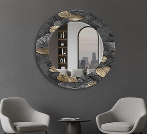 Round Handmade Contemporary Wall <b>Mirror</b> with Bone Inlay for Modern Decor Bathroom & Living Room Art From REHMAN <b>CRAFT</b> - Product Image 4