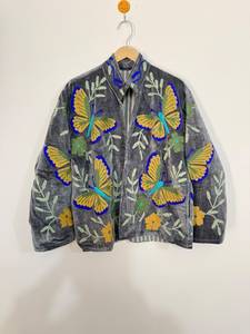 Wholesale Handmade <b>Velvet</b> Embroidered Boho <b>Jacket</b> Custom Embroidery for Men <b>Women</b> | Colorful Floral Butterfly Design - Product Image 1