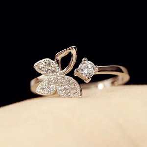 Butterfly Shapes Round Cut Diamond Promise Open Band <b>Ring</b> Lab Grown 10K Solid Gold Party Occasion Gift For Lovers - Product Image 1