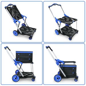 Carrello Pieghevole a 2 Livelli Multifunzione con Ruote, Cesto Portaoggetti per la Spesa - Product Image 6