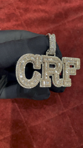 Iced Out CRF Letter <b>Pendant</b> Necklace Luxury Hip Hop Custom <b>Initial</b> Charm Micro Pave Stone Bling Jewelry - Product Image 6