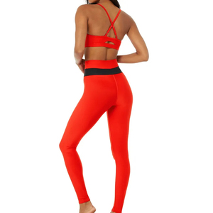 Navy <b>Blue</b> 2 Piece Yoga Set Racerback Crop Top High Waist Full Length Leggings Seamless Four-Way Stretch Solid Color Sportwear - Product Image 4