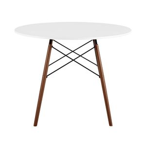 <b>Extendable</b> 39-Inch Round Solid Wood <b>Dining</b> <b>Table</b> <b>White</b> and Brown for Indoor Use - Product Image 3