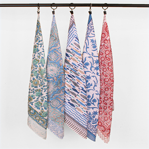 Mouchoirs en coton imprimés classiques, motif floral bleu et rouge, cadeau pour homme, style tissé écologique, unisexe adulte - Product Image 2