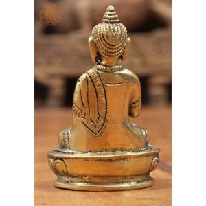 Sculpture de Bouddha de 3 pouces faite à la main en Abhay Mudra petit article de médecine en laiton pour les cadeaux fabriqués en Inde - Product Image 2