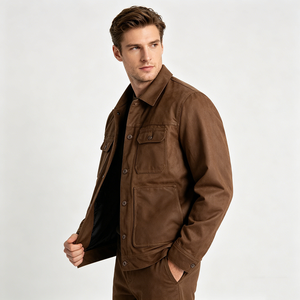 Veste universitaire écologique pour homme PIHA SPORTS, couleur verte, col montant, vêtement d'extérieur décontracté en cuir véritable, coupe classique pour l'hiver - Product Image 4