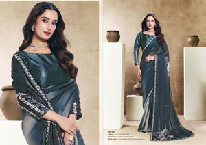NEW DESIGNER SATIN WOMEN'S ALL SEASONS PARTY WEAR <b>SAREE</b> COLLECTION - Product Image 6