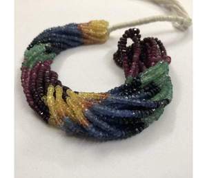 3mm Natural Multi Precious Sapphire <b>Ruby</b> Emerald Faceted Rondelle Gemstone Beads Strand Jewelry Making Necklace <b>Bracelet</b> Online - Product Image 2