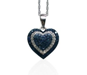 JEWELSPAARK 1.24 Cttw White Blue Natural Diamond <b>Heart</b>-<b>Shaped</b> Pendant Necklace for Women 925 Sterling Silver Rhodium Plated - Product Image 1
