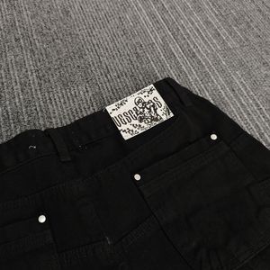 Pantalones vaqueros negros de pierna recta holgados para hombre, con lavado ácido, bordado 3D de diseñador y patrón cargo, para hombre - Product Image 5