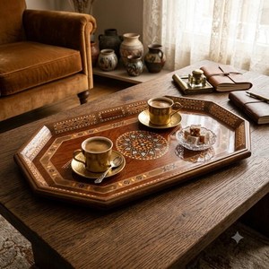 Morden Luxury Decorative Wooden Snack Serving Tray With <b>Printing</b> <b>Islamic</b> Ramadan Centerpiece for Dates Nuts Arabic Hospitalit - Product Image 6