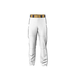 Pantalon de baseball blanc pour homme avec ceinture marron et bandes latérales noires, respirant, imprimé par transfert thermique, en polyester sans couture, pour uniformes - Product Image 6
