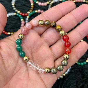 Dhan Yog Crystal <b>Bracelet</b> Green Aventurine Pyrite Tiger Eye Red Carnelian Clear Quartz Handmade Wealth Prosperity Feng Shui - Product Image 5