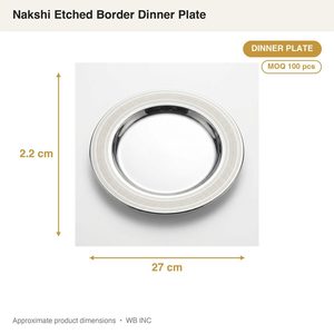 Plato de Cena con Borde Grabado Nakshi Hecho a Mano en Acero Inoxidable SS304 de 27 cm con Acabado Espejo en Material PC para Decoración del Hogar, Hoteles y Bodas - Product Image 4