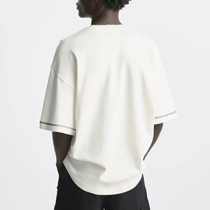 OEM Custom Men's T-<b>Shirts</b> 100% Cotton <b>Plain</b> <b>White</b> Tee Casual Mid Style Short Sleeves Oversized Fit With Logo Print Men <b>Shirt</b> - Product Image 6