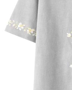 Camiseta Personalizada de Color Gris Claro con Estampado Floral para Mujer, Cuello Redondo de Algodón Suave, Manga Corta Informal, Top de Verano Ligero y Cómodo - Product Image 5