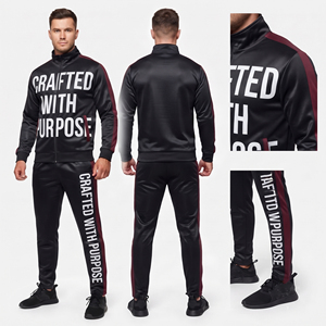 Men's Printed Tracksuit 100% Polyester Zipper Stand Collar Printed <b>Jacket</b> Jogger Pants Set Men 350gsm Polyester Fleece Tracksuit - Product Image 5