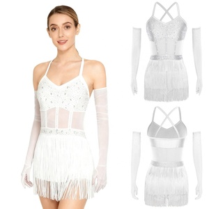 Traje de Baile Latino <span class=keywords><strong>para</strong></span> Mujer, con Guantes Largos, <span class=keywords><strong>para</strong></span> Competencias, Fiestas, <span class=keywords><strong>Tango</strong></span>, Baile de Salón, Gimnasia - Product Image 5