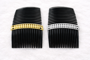 Peigne à cheveux MOLL JEWELLERS vintage plaqué or, fait main, écologique, étanche, élégant, en alliage, avec mini pierres rouges et fleur - Product Image 2