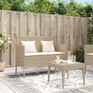 Banc de jardin en rotin PE beige de 44,5 pouces de large, catégorie de produits : bancs de patio - Product Image 3