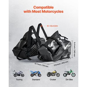 Grande capacità 28 L (14 L X 2) borse da moto impermeabili sport Outdoor borse laterali tracolla tracolla nero - Product Image 2