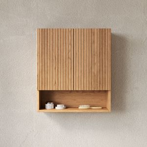TOBI 26\" <b>Wall</b> <b>Mounted</b> Striped Bathroom <b>Cabinet</b> with Doors Open Storage Compartment & Shelf Over Toilet Furniture Compartment - Product Image 4