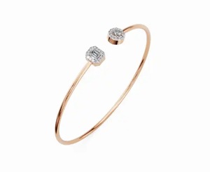 Bracelet Kada Kindred Spark Halo et Diamant Émeraude en Or Jaune, Rose et Blanc 9kt 14kt 18kt avec Diamants Naturels de 0,596 Carat - Product Image 3