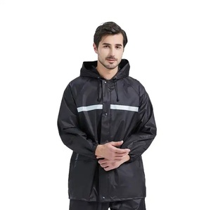 Traje Impermeable Unisex para Adultos, de Manga Larga, con Capucha, de una Pieza, para Todas las Estaciones, Chaqueta y Pantalones Negros de Poliéster - Product Image 3