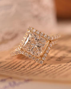 IGI/GIA Lab Grown Vintage 14k or blanc mariage/bague de fiançailles diamant taille unisexe pour cadeau de fête d'anniversaire diamant coupe poire - Product Image 3