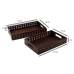 ชุดถาดเสิร์ฟไม้มะม่วงงานทำด้วยมือแบบพรีเมี่ยมถาดไม้อเนกประสงค์หรูหราสำหรับร้านอาหารโรงแรมใช้ในบ้าน-ชุดที่2 - Product Image 3