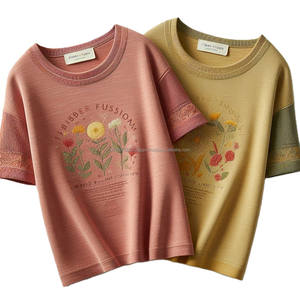 OEM 180 GSM 100% Cotton <b>Ladies</b> <b>T</b>-<b>Shirts</b> Premium Quality Digital Printed Custom Made Sizes Wholesale Bangladesh Knitted Fabric - Product Image 4