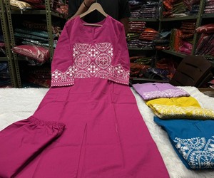 TRENDING TESLA SILK EMBROIDERY WORK CO-ORD <b>SET</b> DAILY WEAR WHOLESALE PRICE ETHNIC GARMENT PINK - Product Image 2