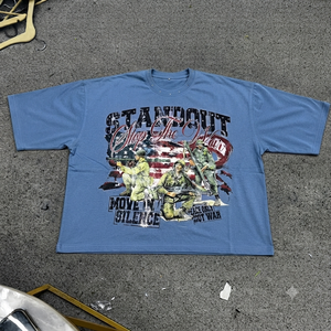 T-shirt graphique vintage surdimensionné pour homme, 100% coton, streetwear, vert délavé, coupe ample, impression personnalisée, OEM ODM - Product Image 5