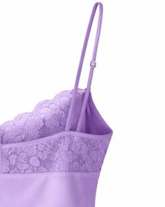 ชุดนอนเซ็กซี่ผ้าซาตินสีม่วง แต่งลูกไม้ เสื้อสายเดี่ยว กางเกงขาสั้น ชุดนอนผู้หญิง ชุดนอนผ้าไหมนุ่ม ชุดนอนฤดูร้อน ชุดลำลองสองชิ้น - Product Image 6