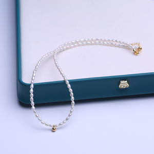 Collier de perles d'eau douce naturelles de 3-4 mm pour femmes, chaîne de clavicule plate de luxe, petite pièce, tempérament léger et original - Product Image 1