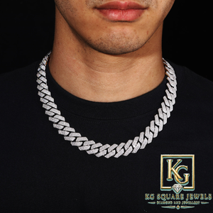 Collar de eslabones cubanos de moissanita color oro, cadena de cubitos de hielo, joyería para hombre, collar llamativo - Product Image 2