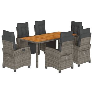 Grand ensemble de salle à manger de jardin en rotin PE gris foncé - Product Image 2