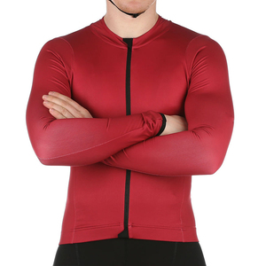 Maillot de Ciclismo de Manga Larga para Hombre, Rojo, con Cierre Completo, Ropa de Ciclismo de Carretera, Transpirable, de Secado Rápido, 100% Poliéster, 180g - Product Image 6