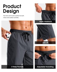Fashion Casual Board Shorts for <b>Men</b> Quick Dry Swim <b>Trunks</b> Breathable Lightweight Beach Shorts with Elastic Waist Solid Color - Product Image 5