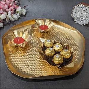 Ramadan Kareem Metal Serving Tray Blue Gold <b>Eid</b> Mubarak Chocolate Display Platter Islamic Home Decor Wholesale <b>Gift</b> Candy Tray - Product Image 4