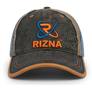 Gorra de Béisbol RIZNA de Mezclilla Twill, 6 Paneles, Ajustable, Unisex, Estilo Casual Vintage, Lavada, con Logotipo Bordado en 3D en el Panel Frontal, Azul, Algodón, Metal - Product Image 1