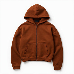 Sudadera con capucha para hombre de alta calidad, corte holgado, con cremallera, estilo oversize, lavado ácido, con logo personalizado, de tejido grueso - Product Image 6