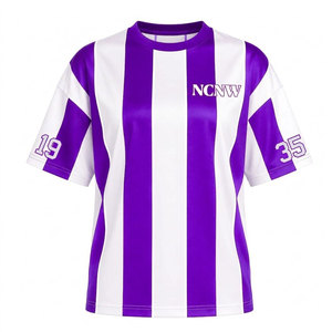 Camiseta a Rayas de la Hermandad NCNW, Morado y Blanco, Manga Corta, Letras Griegas 1935, Camiseta Informal, Transpirable y de Moda para Mujer - Product Image 1