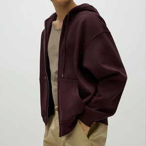 Sweat à capuche chaud d'hiver pour homme, en polaire épaisse, style décontracté streetwear, coupe oversize, uni, vente en gros - Product Image 1