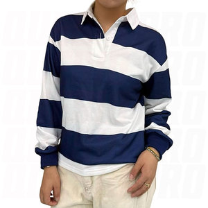 Vêtements de sport personnalisés en gros pour équipes sportives, maillot de rugby à manches longues avec col en twill, chemises polo rayées de rugby emblématiques pour hommes, vêtements de sport - Product Image 1